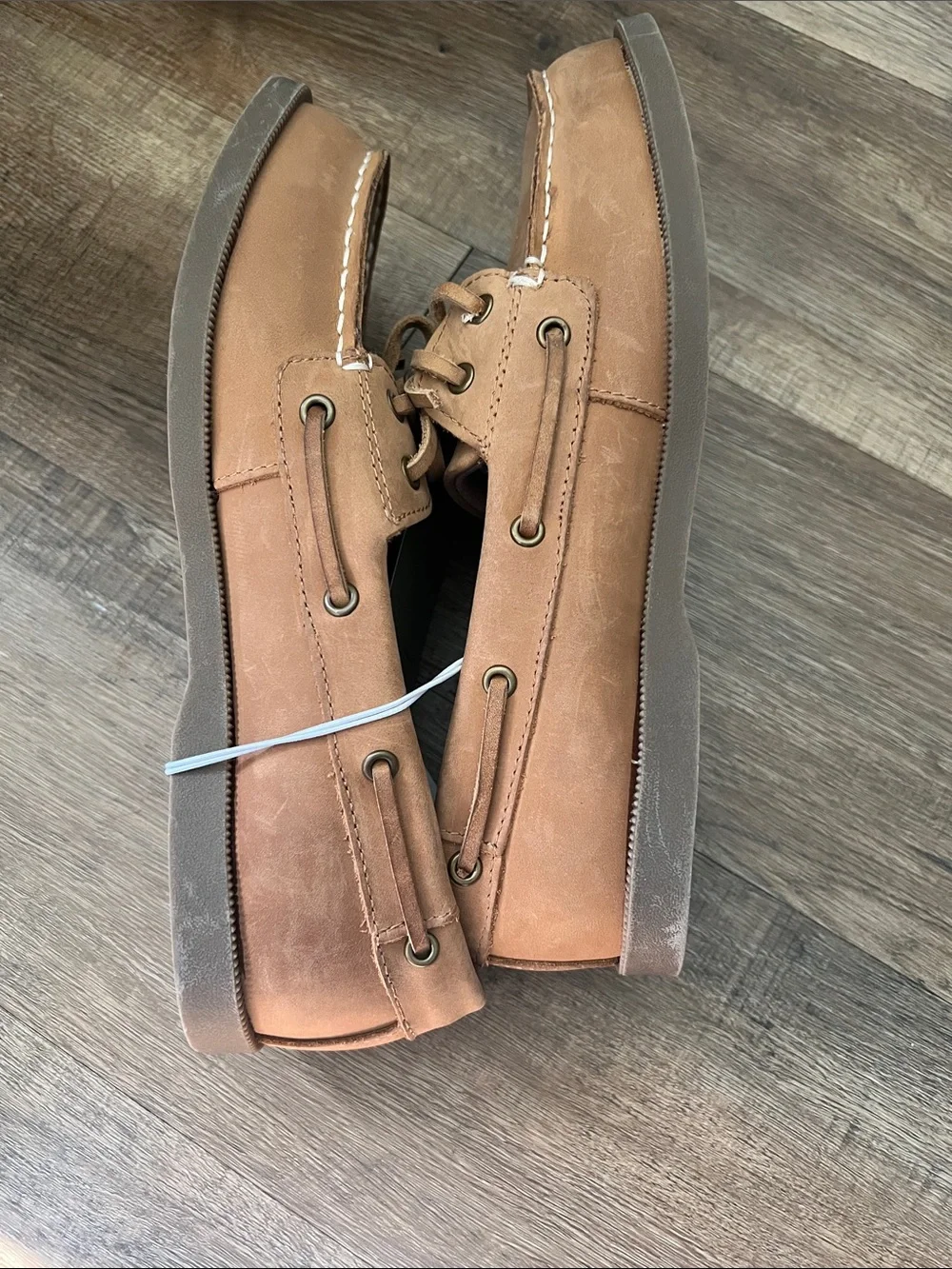 Goodfellow & Co Men's Tan Lace Up Leather Non-Slip Boat Shoes Size 7